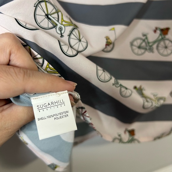 NWT Sugarhill Boutique Bicycle Print Striped Women's Tee - Picture 3 of 6